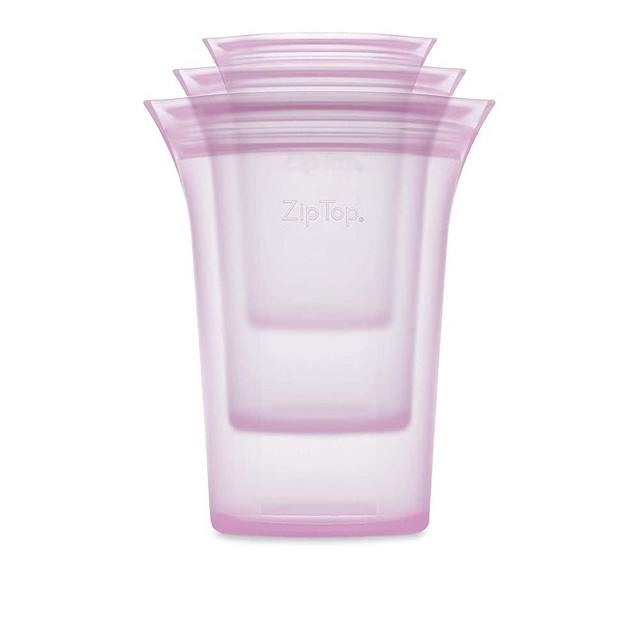 Zip Top Reusable 100% Silicone Food Storage Bags and Containers - 3 Cup Set - Lavender