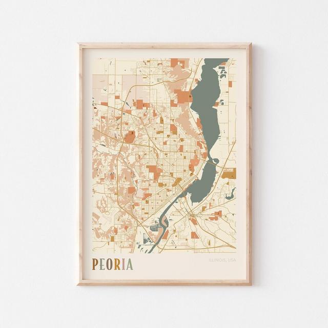 Peoria Map Poster, Peoria Print, Peoria Poster, Peoria Wall Art, Illinois, Travel Gift, Boho Print