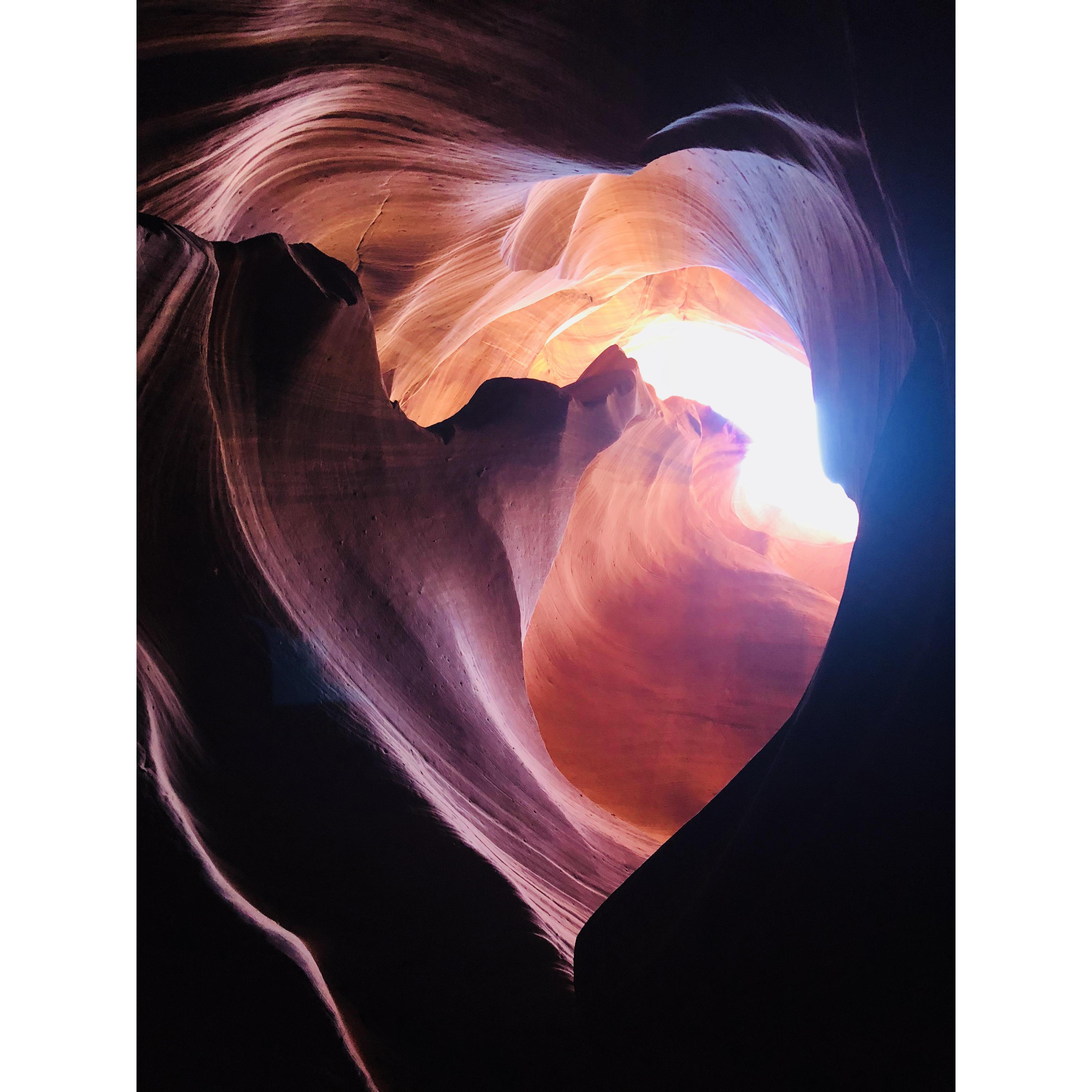 It was under this rock formation on an Antelope Canyons hike in Page, AZ that Cody got down on a knee. The heart formation purposefully chosen to signify that Katelyn will forever have Cody's heart!