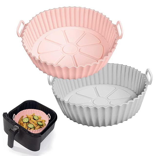 2pcs Silicone Air Fryer Liner 8.1 Inch, Suitable For 4 To 7 QT Reusable Air  Fryer, Heat Resistant Easy Clean Air Fryer Silicone Pot, Suitable For Air