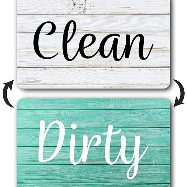 Aqua Mint White Dishwasher Magnet, Rustic Wood Home Kitchen Clean Dirty Reversible Indicator, Rustic Dish Washer Flip Magnet, Double Sided Strong Universal Magnet Sign, Aqua White Rustic Wood