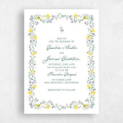 White Floral Wedding Invitation - Brume Portrait