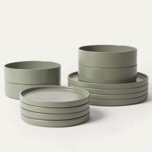 Portuguese Stoneware Dinnerware Set with Pasta Bowls ( 12 Piece Set)