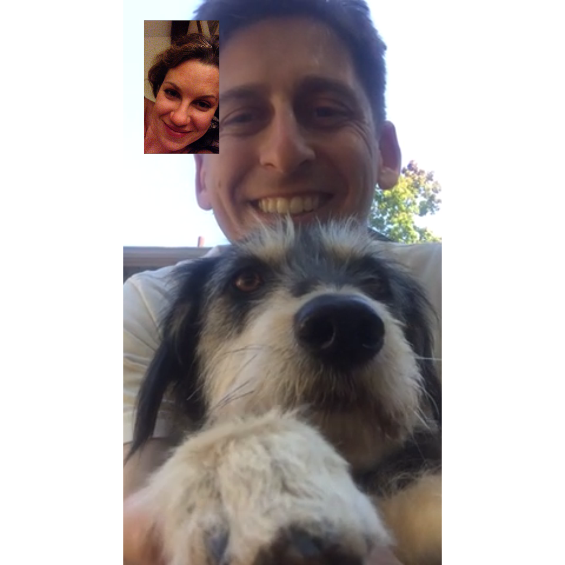FaceTime video chats were common while we were long-distance dating. Sometime the dogs would join the conversation :)