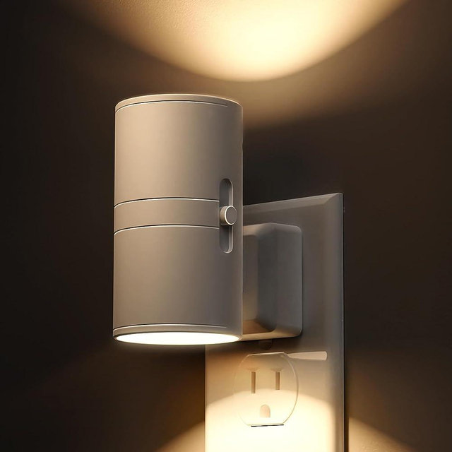 4X Night Light Plug in, LOHAS Modern Night Light with Light Sensor, 0-100LM, Soft White 3000K, Dimmable Night Lights with White Shade for Hallway Bedroom Stairway