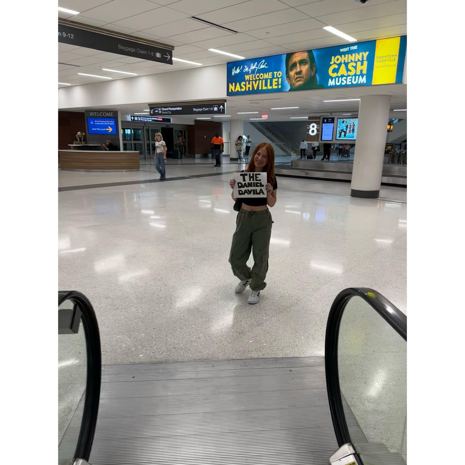What Daniel saw as he came down the escalator at BNA. It was his first trip to Nashville