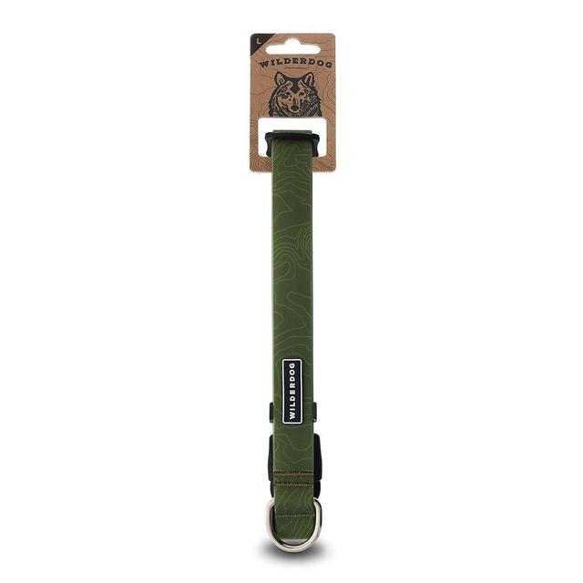 Wilderdog Waterproof Dog Collar- Repels Water & Dirt - Large 17"-24" - Olive