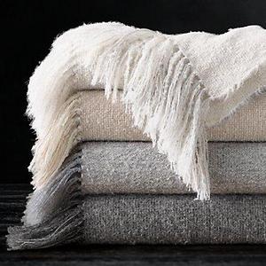 RH Alpaca Bouclé Weave Oversized Bed Throw - Graphite