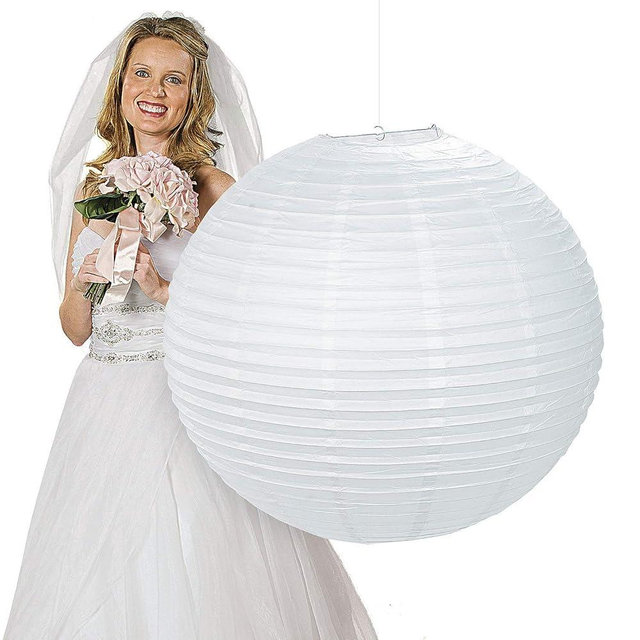 Jumbo White Hanging Lantern (30 Inches in Diameter) Wedding and Party Decor - 1 Piece
