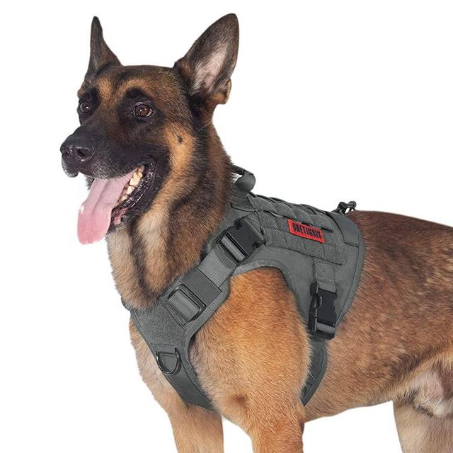 Tactical Dog Training Vest No Pull Harness for Dogs,Adjustable K9 Dog Hiking Harness Working Vest(Grey,Medium)