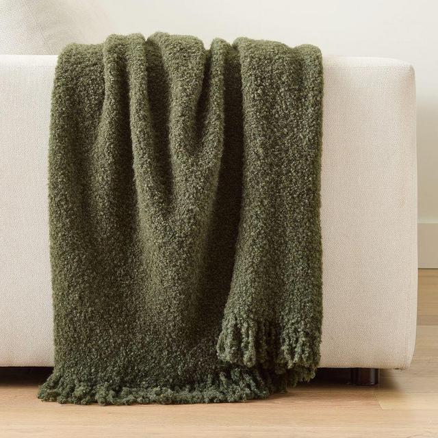 Boucle Knit Throw, Loden, 50" x 60"