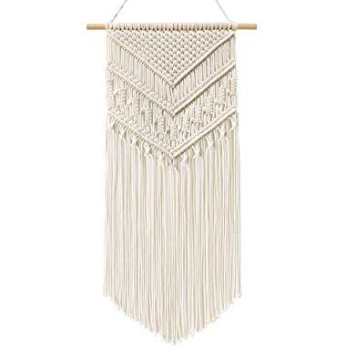 Taufey Macrame Wall Hanging - Boho Chic Woven Tapestry for Apartment Dorm Room Home Decor, 16" W x 33" L