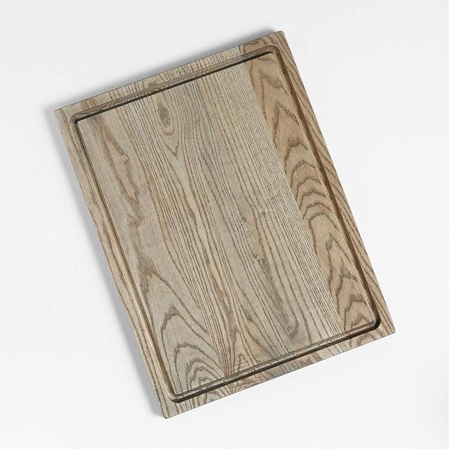 Crate & Barrel Reversible Grey Wash Wood Cutting Board 24"x18"x0.75"