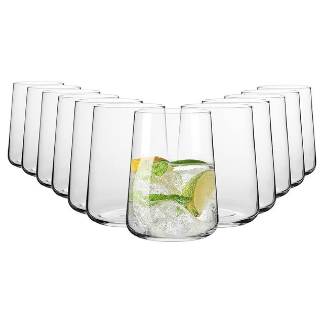 Krosno Water Glasses, 16.5 oz, Set of 12, Infinity Collection, Lead-Free Premium Crystalline Glassware, Everyday Drinking Glasses, Dishwasher Safe, Made in Europe