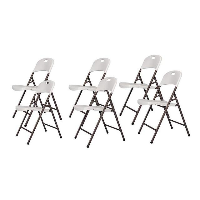 EDEBIBY Folding Plastic Chair with 350-Pound Capacity - 6-Pack, Commercial Grade Folding Chair，White (White, 6-Picks)