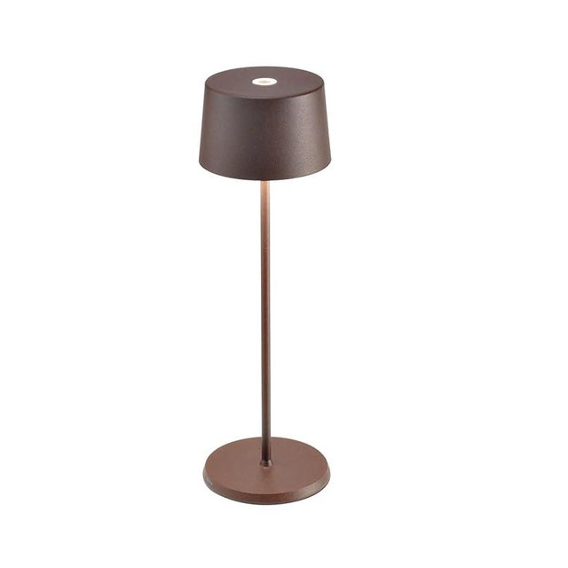 Zafferano, Olivia Pro Lamp, Rechargeable Cordless Table Lamp with Touch Control, Suitable for Indoor and Outdoor, Dimmer, 2700-3000 K, Height 14 Inches, Rust Color