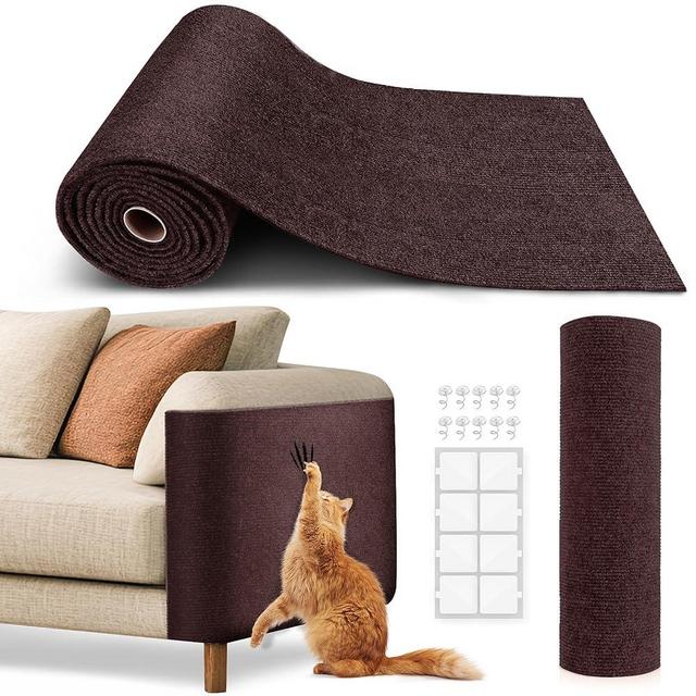 VIVOYAN 78.7"x15.8" Cat Scratch Mat,Trimmable Self-Adhesive Carpet,DIY Climb Cat Scratcher for Cat Couch Furniture or Wall Protector,Covering Cat Tower,and Replacement Pads (Brown)