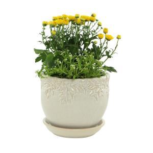 9.25 in. Ivy League Ceramic Moonstone Jardiniere