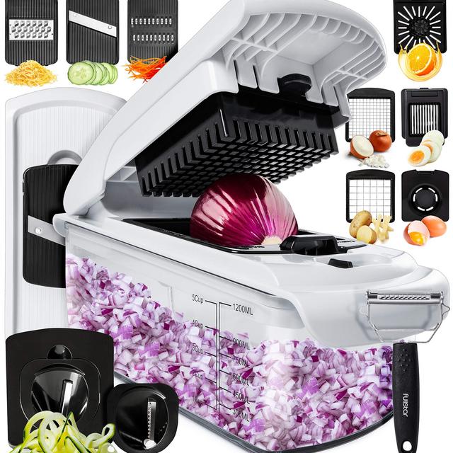 Fullstar Vegetable Chopper Dicer Mandoline Slicer - Food Chopper Vegetable Spiralizer Vegetable Slicer - Onion Chopper Salad Chopper Veggie Chopper Vegetable Cutter Food Slicer 11 Blades