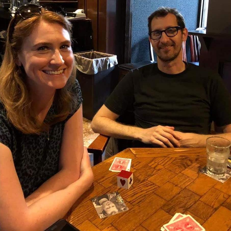 Playing euchre at Patriot House in SF (pre-COVID)