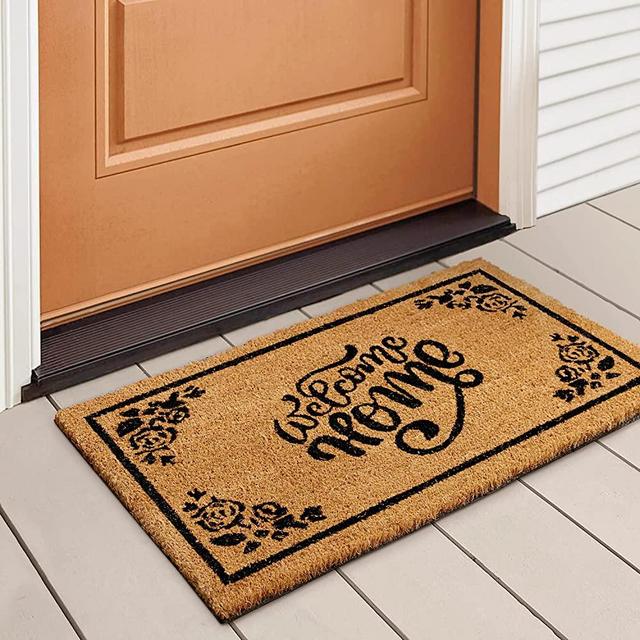 LuxUrux Welcome Mats Outdoor Coco Coir Doormat, with Heavy-Duty PVC Backing - Natural - Perfect Color/Sizing for Outdoor/Indoor uses. (17 x 30, Birch)