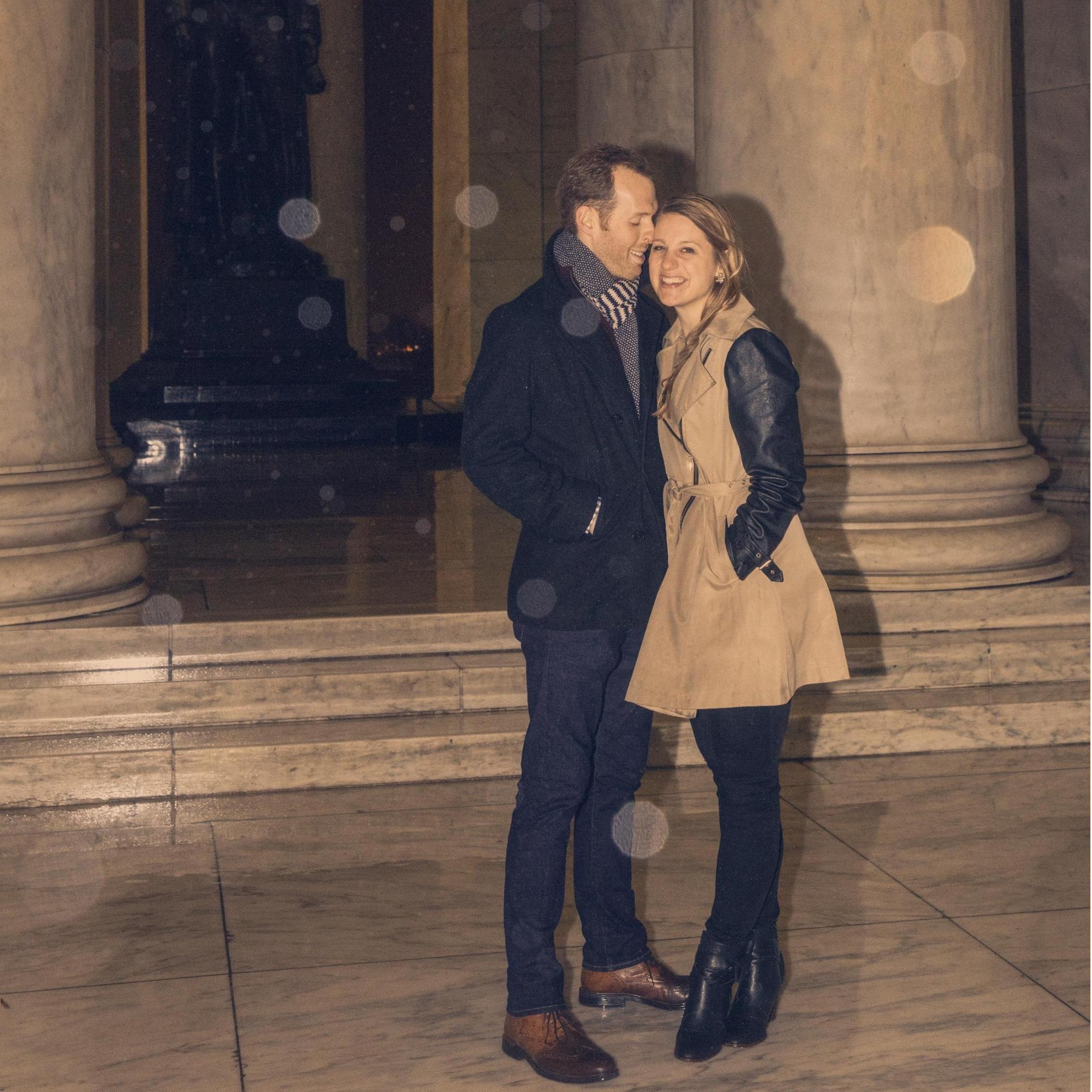 Proposal night at the Jefferson Memorial