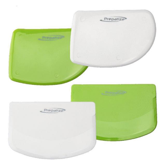 Prepatize - Dough & Bowl Scrapers, Set Of 4 Multipurpose Kitchen Gadgets - Curved Edge & Flat Edge Flexible Scrapers For Food Processor Bowl & Kitchen Bowl Scraping Baking, Bread Dough, Cake Fondant, Icing