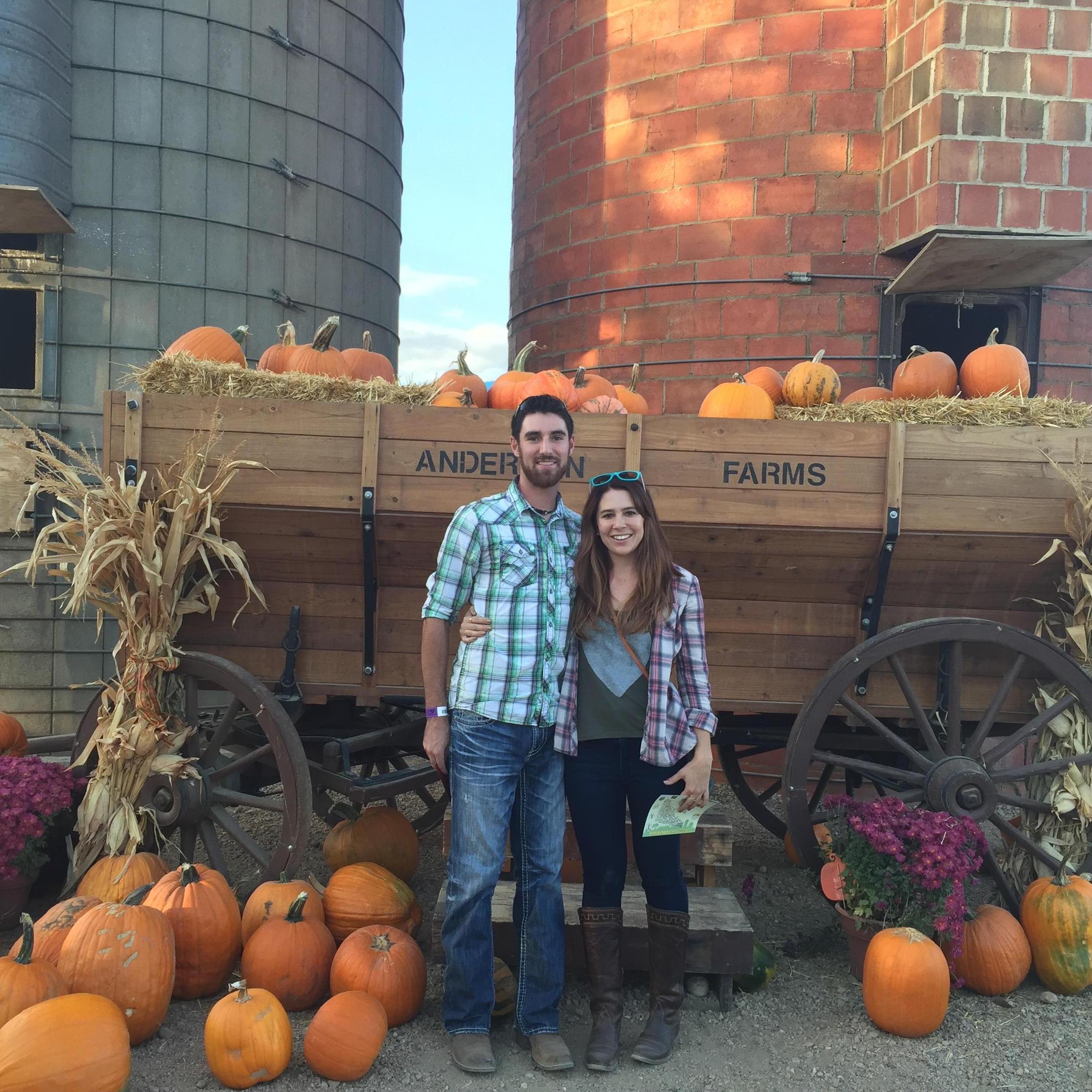 Visiting the pumpkin patch in our first year of dating