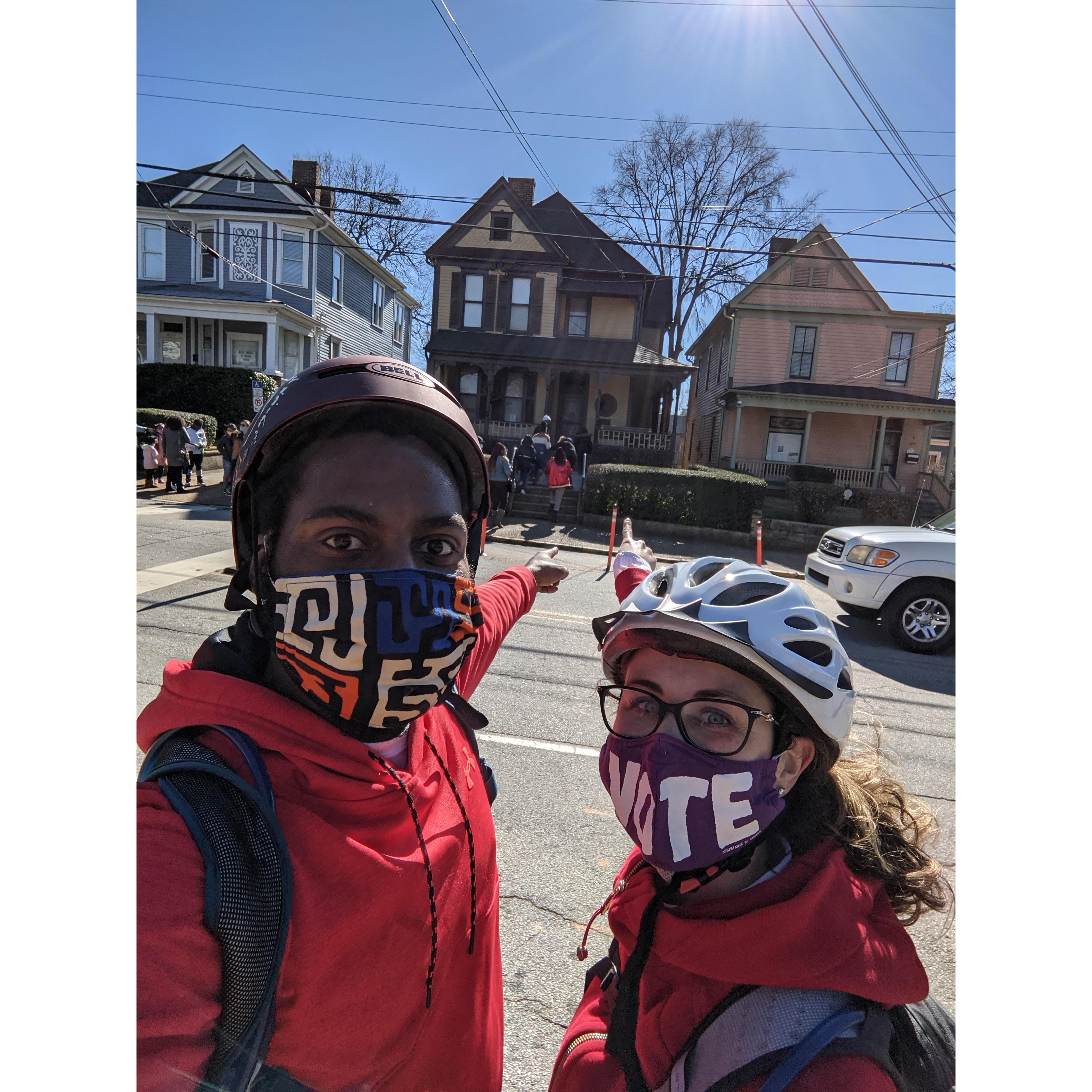 We biked to Martin Luther King Jr's childhood home on Martin Luther King Jr. Day.