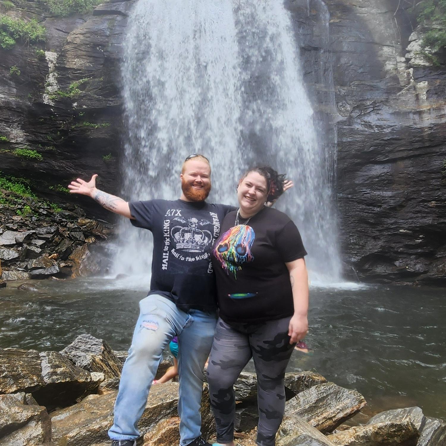 Amazing waterfall up in the mountains of Asheville