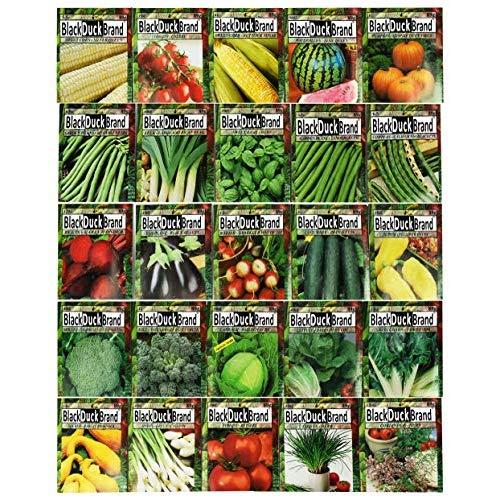 Set of 25 Premium Vegetable & Herb Seeds - 25 Deluxe Variety Premium Vegetable & Herb Garden 100% Non-GMO Heirloom