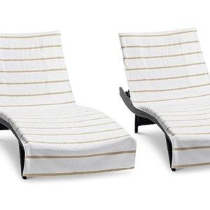 Arkwright Las Rayas Chaise Lounge Cover - Pack of 2, Beige