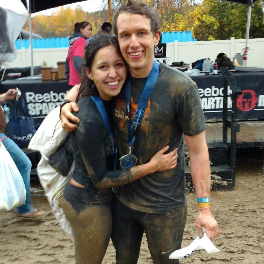 Luke and Jenn loved competing in Spartan Races before they met. Here they just completed a Spartan Super.