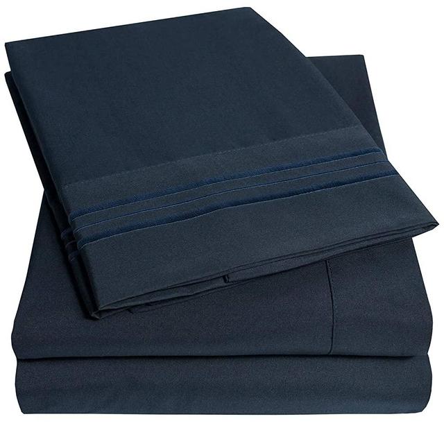 1500 Supreme Collection Extra Soft Queen Sheets Set, Navy Blue - Luxury Bed Sheets Set with Deep Pocket Wrinkle Free Hypoallergenic Bedding, Over 40 Colors, Queen Size, Navy