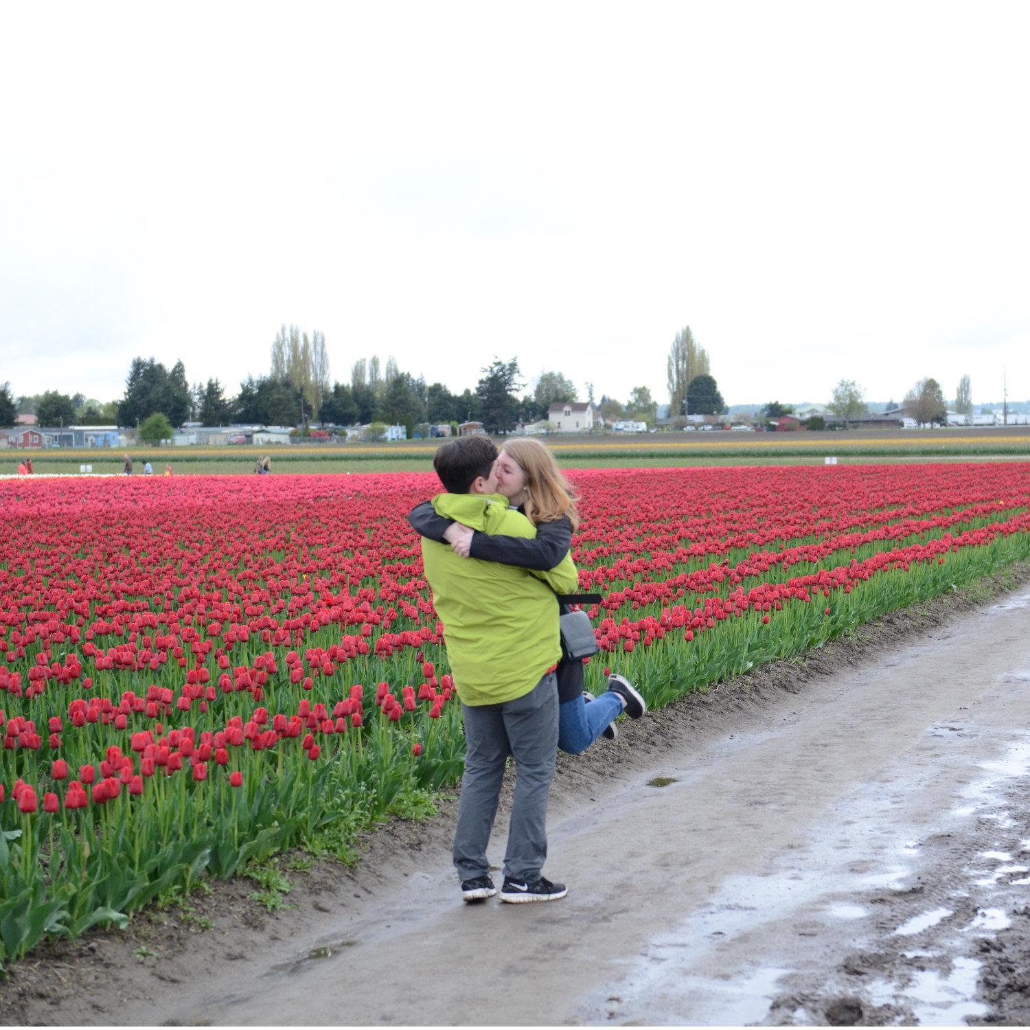She said yes at the tulip festival in Seattle.