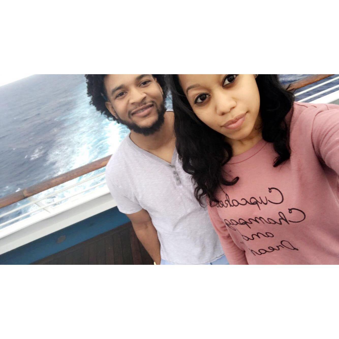 From our first cruise together. Now we'll be boarding an even bigger cruise for our honeymoon!