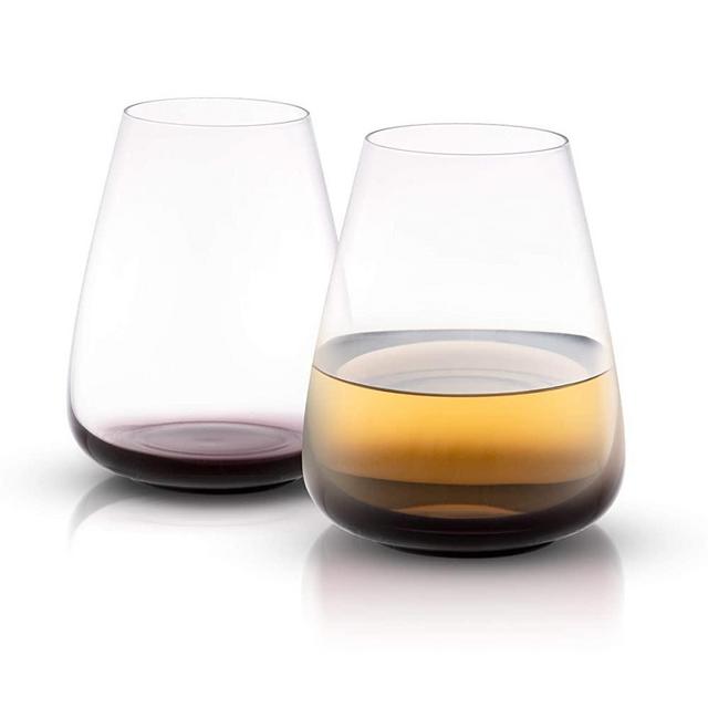 JoyJolt Black Swan White Stemless Wine Glasses, Premium Crystal Glassware, 23.1 Oz Capacity, Set Of 4