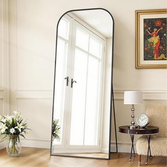 Coomily Full Length Mirror with Stand 58"x21" Floor Mirror Freestanding, Arched Floor Standing Large Mirrors Full Body Wall Hanging Leaning Home Decor for Bedroom & Living Room, Black