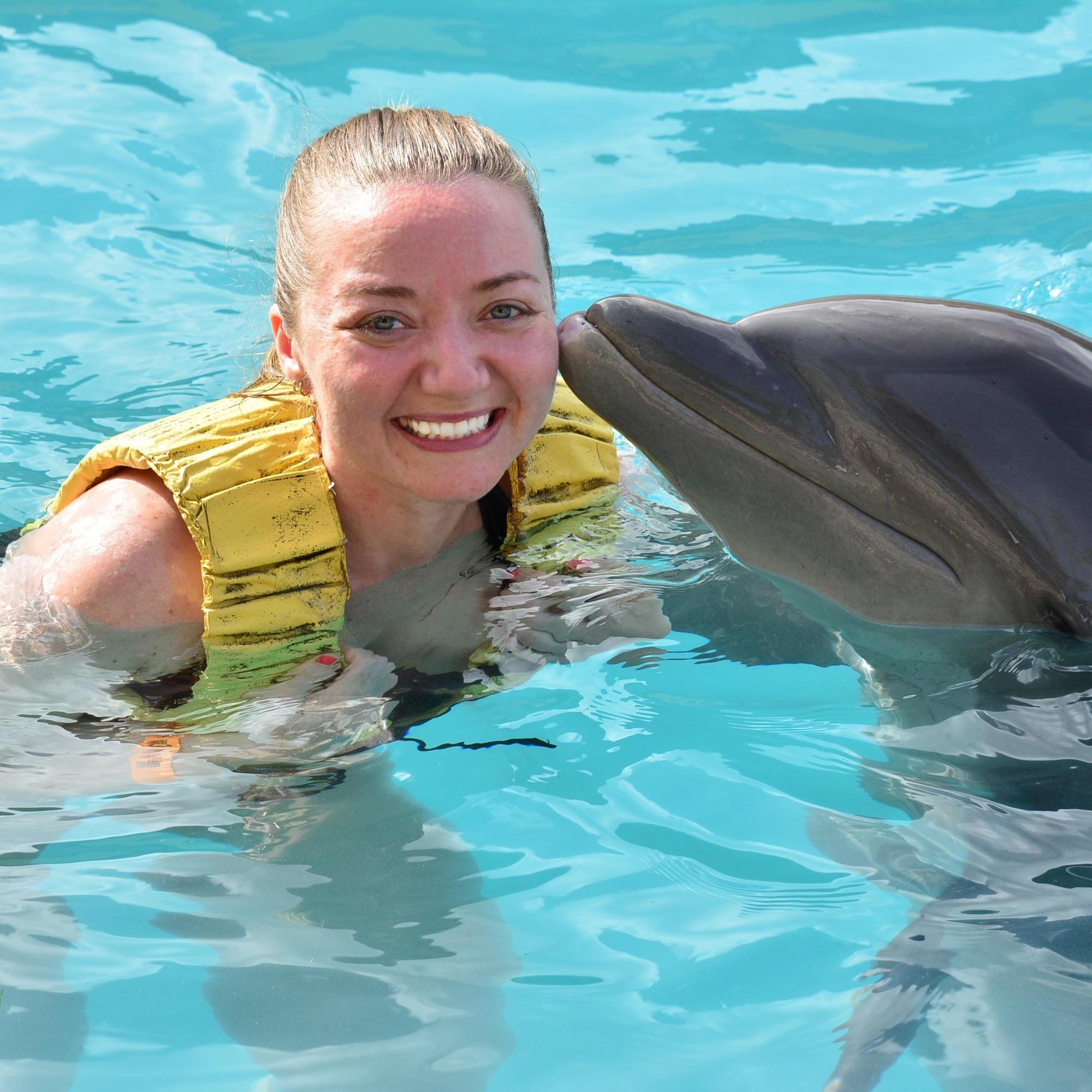 Swimming with the dolphins in the Caribbean.