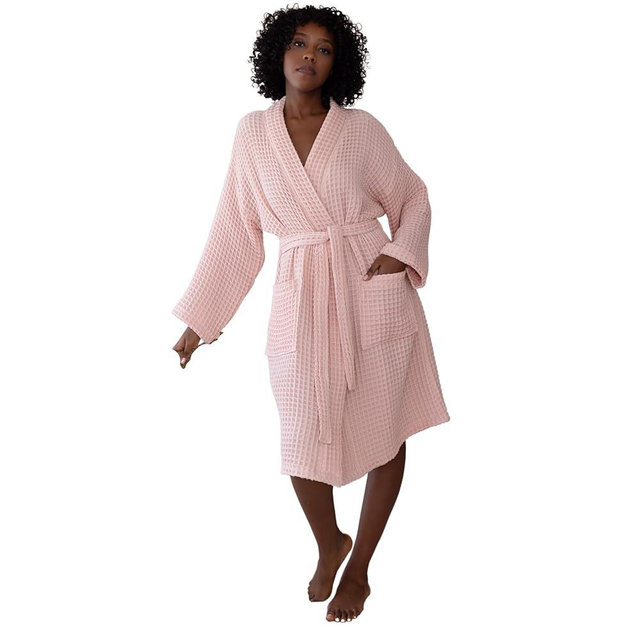 Viva Maison Womens Kimono Waffle Robe - Lightweight 100% Turkish Cotton Housecoat for All-Day Lounging - Bathrobe for Shower