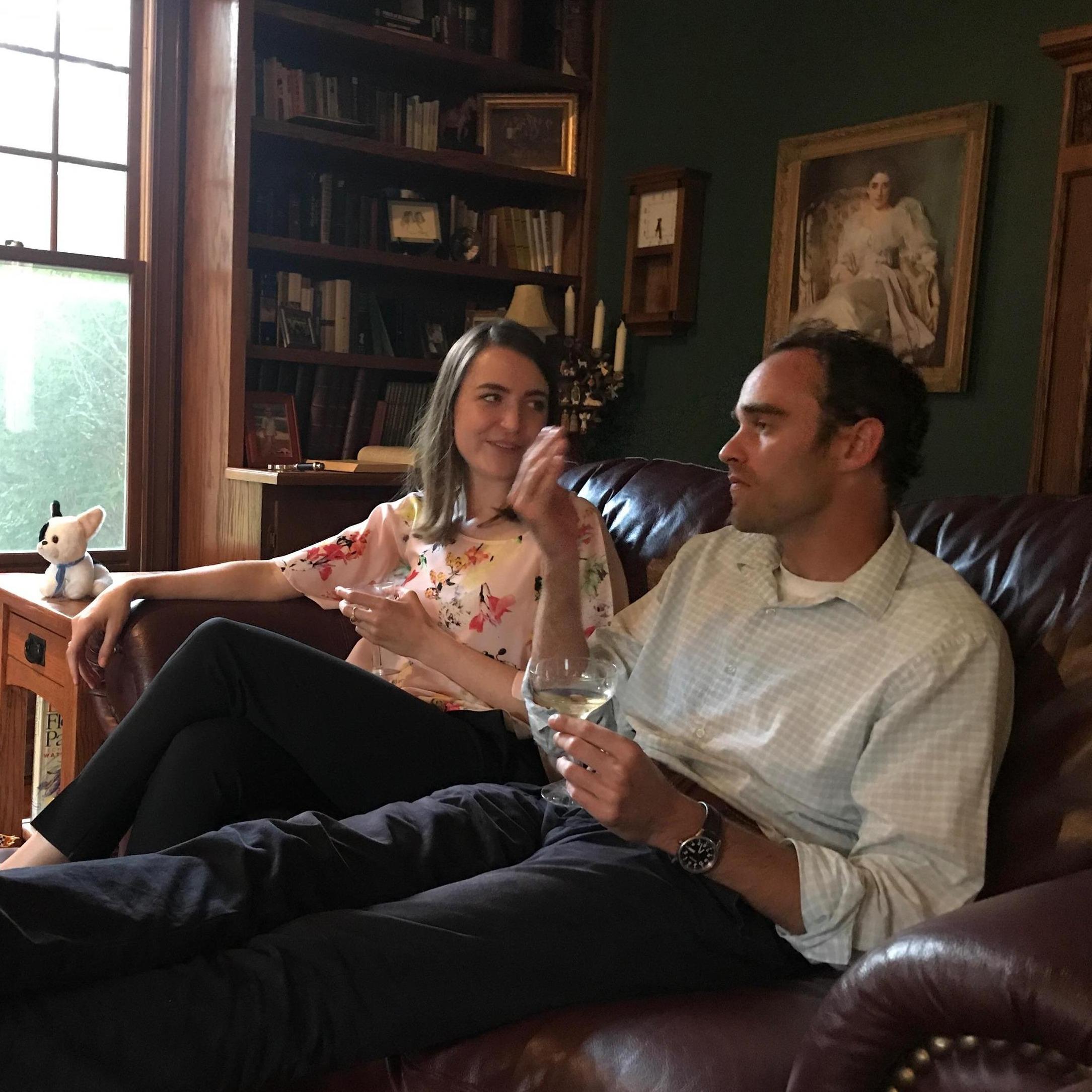 Daniel philosophizing and Claire watching in admiration.