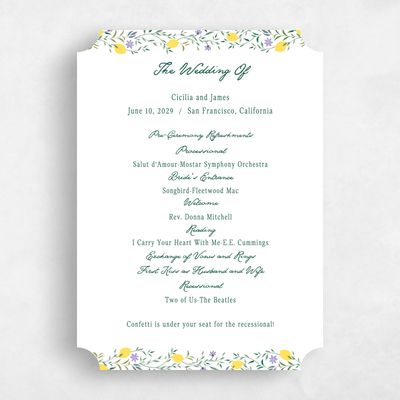 White Ticket Wedding Program - Brume