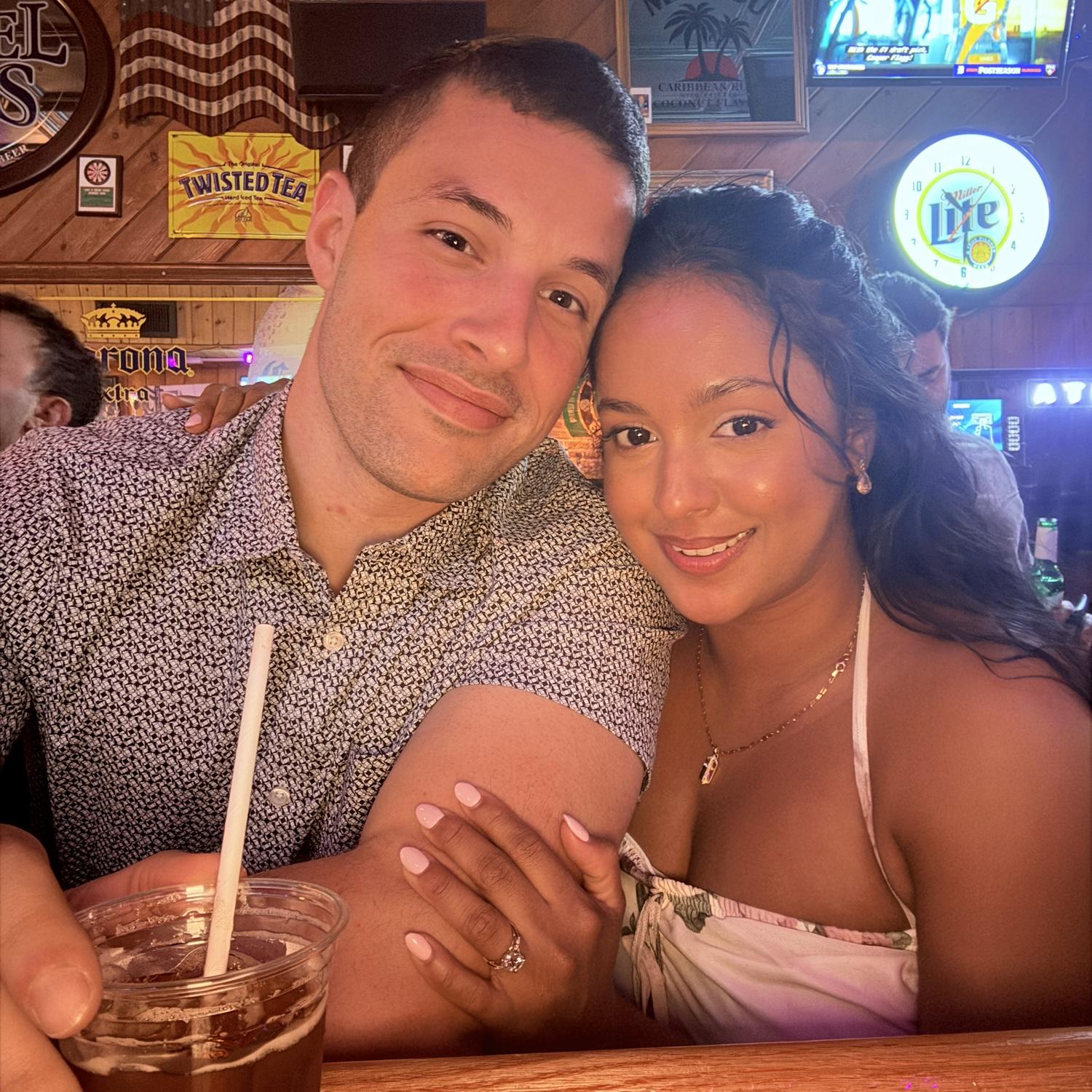 Picture from the night Patrick proposed. After a dinner at Oheka Castle- the Bride & Groom went to a pub for nightcap. First cute engaged selfie wasn’t in front the castle- it was at this pub!