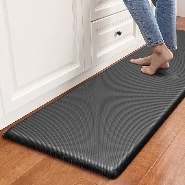 DEXI Anti Fatigue Comfort Mat Kitchen Rug, 3/4 Inch Cushioned Memory Foam Floor Mat for Kitchen, Sink and Office Standing Desk, 70”x20”, Black