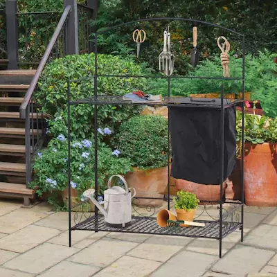 Outdoor Folding Metal Potting Bench Work Table