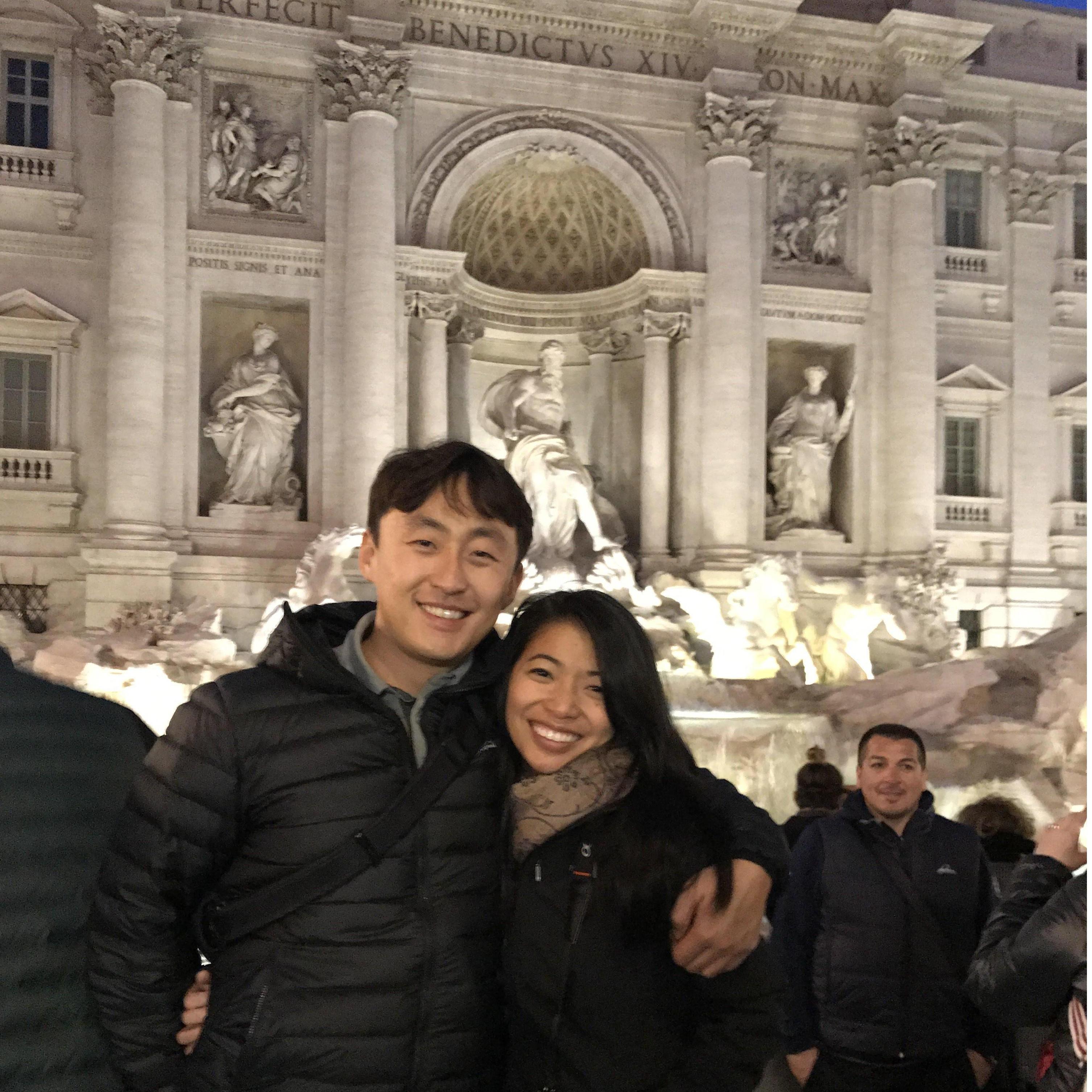 At Trevi Fountain, Rome Italy. Our first international trip together!