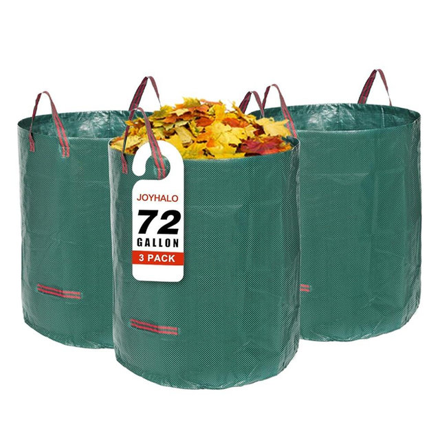 Joyhalo Reusable Yard Waste Bags, 72 Gallon Lawn And Leaf Bags 3 Pack, Heavy Duty Garden Bags With Gardening Gloves, Standable Garden Waste Bag With 4 Handles, Camping Yard Recycling Bag For Leaves