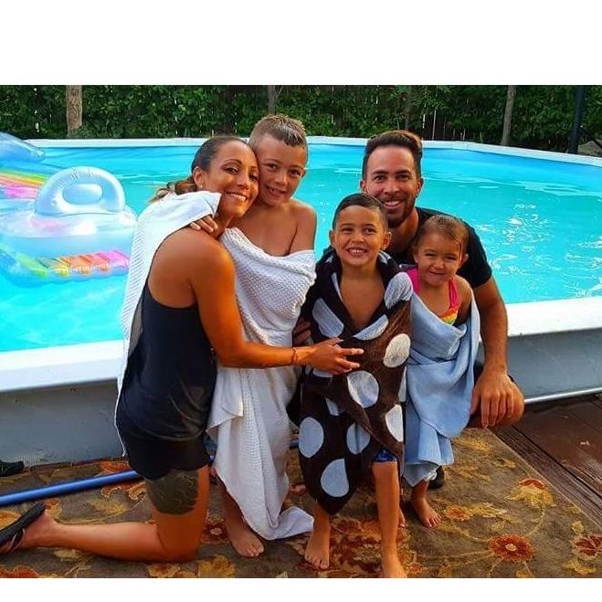 The kids love to swim! Luckily on this day, Warren's parents were home and able to get a photo of all of us :)