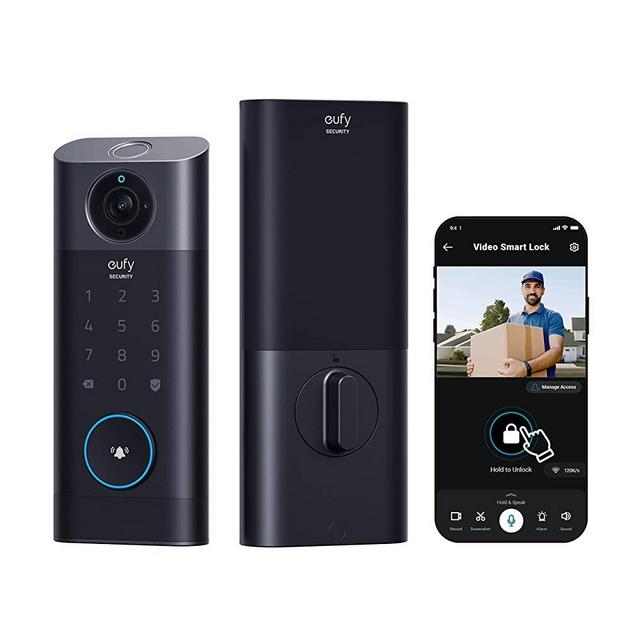 eufy Security S330 Video Smart Lock, 3-in-1 Camera+Doorbell+Fingerprint Keyless Entry Door Lock, BHMA, WiFi Door Lock, App Remote Control, 2K HD, No Monthly Fee, Dual Motion Detection,SD Card Required