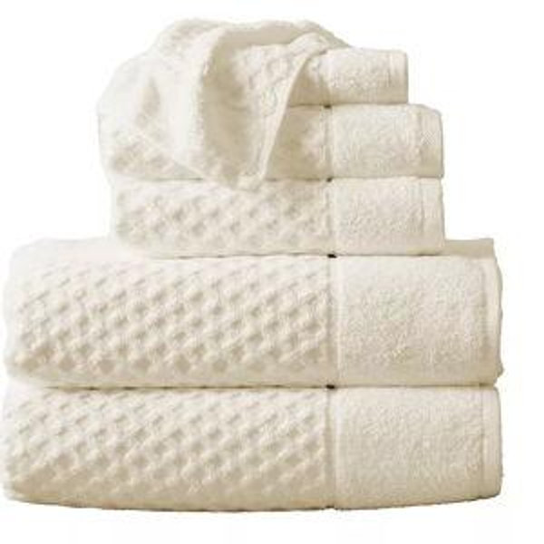 Color: Oatmeal - Madelinen® 6-pack Cotton Diamond Texture Towel Set